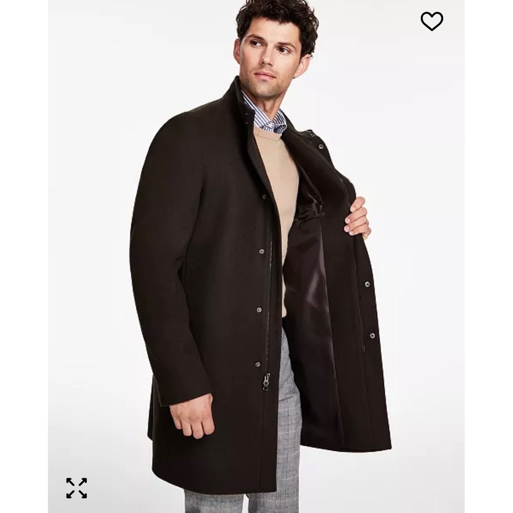 Calvin Klein‎ Mayden Slim-Fit Wool Blend Overcoat Dark Green 42L NWT Winter